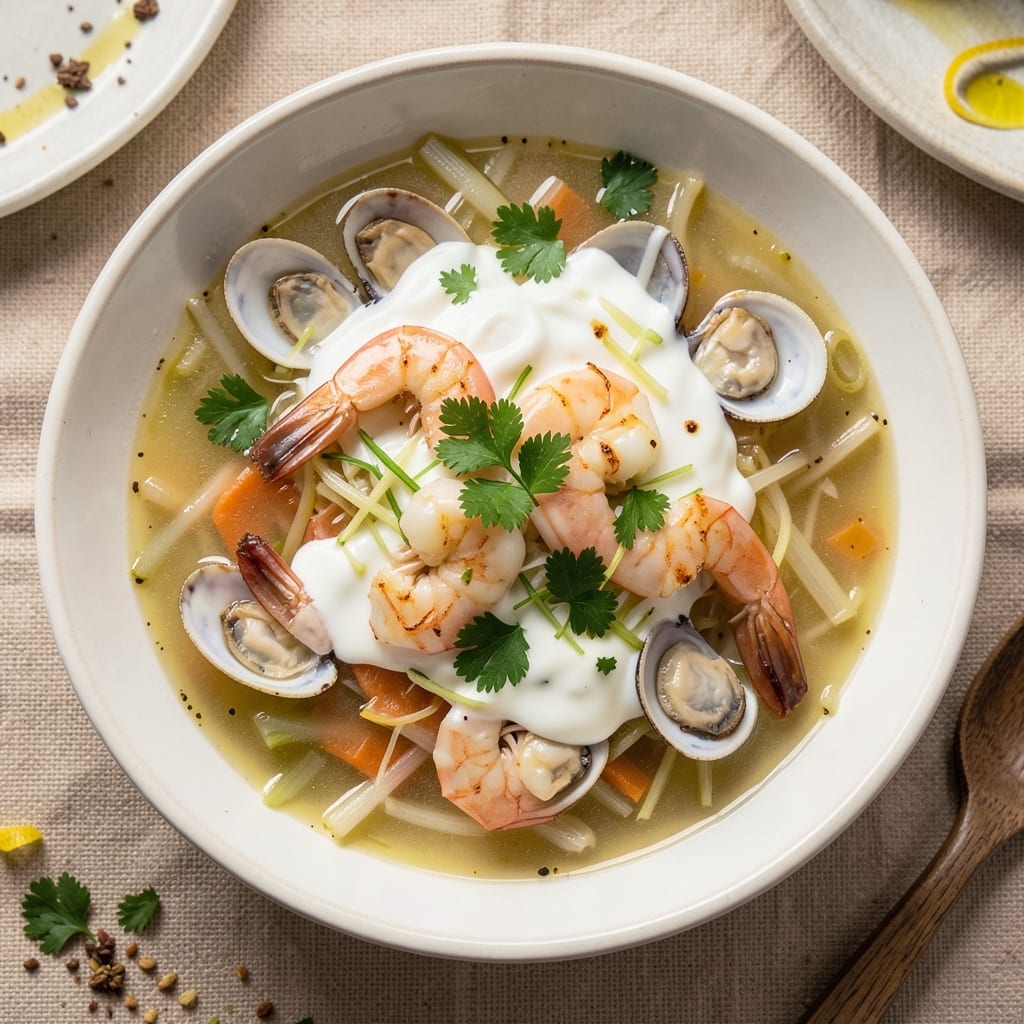 7 Seafood Soup Recipe: Braised Shrimp and Clams in White Wine Broth