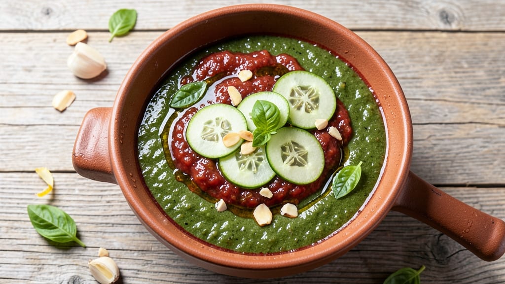 Andalusian Gazpacho Soup Recipe: Chilled Tomato Velouté With Crispy Bread Topping