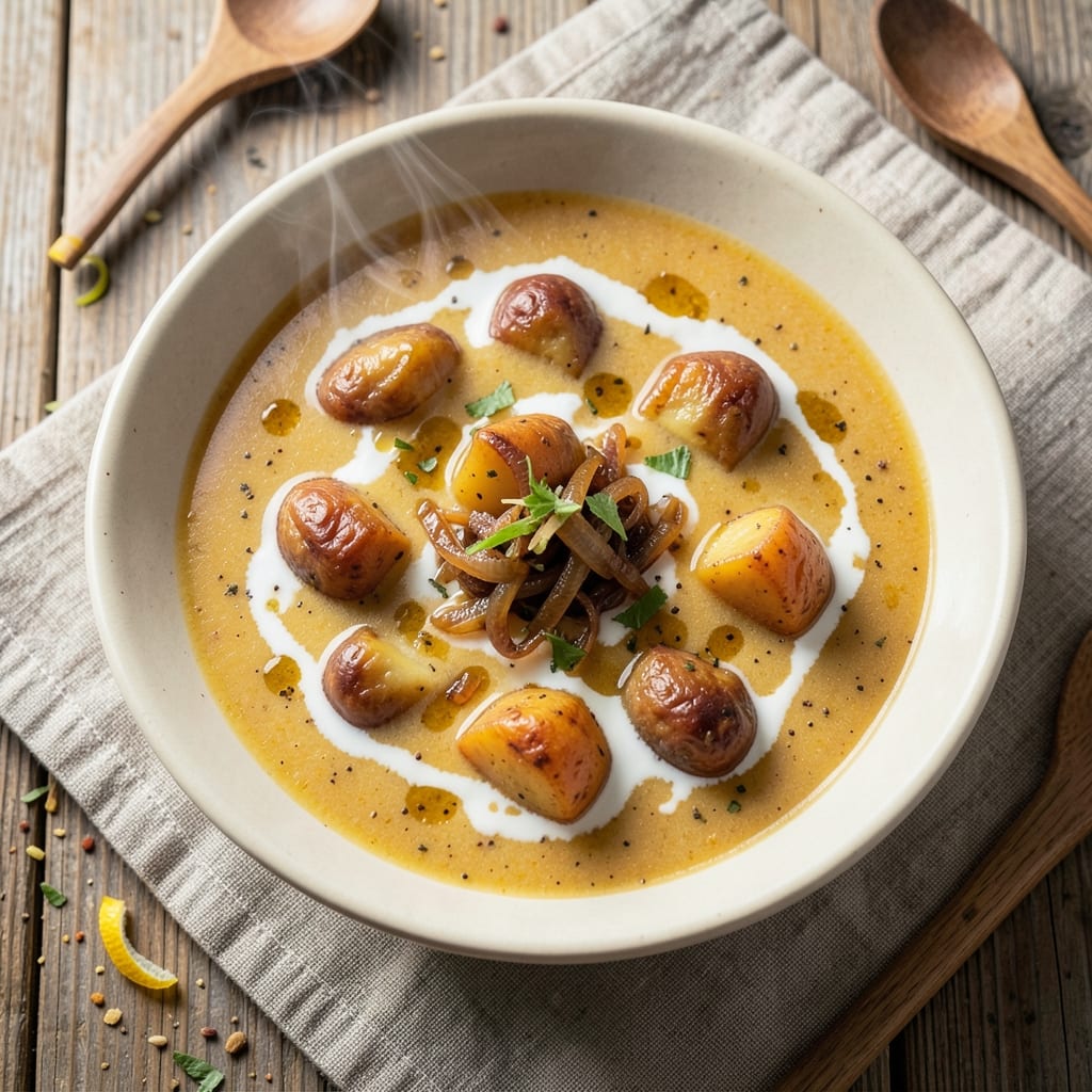 Aloo Soup Recipe: Spiced Potato and Coconut Cream Velvety Delight