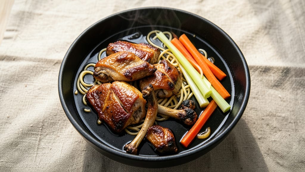 Black Chicken Noodle Soup Recipe: Smoky Bone Broth Magic With Tender Shreds