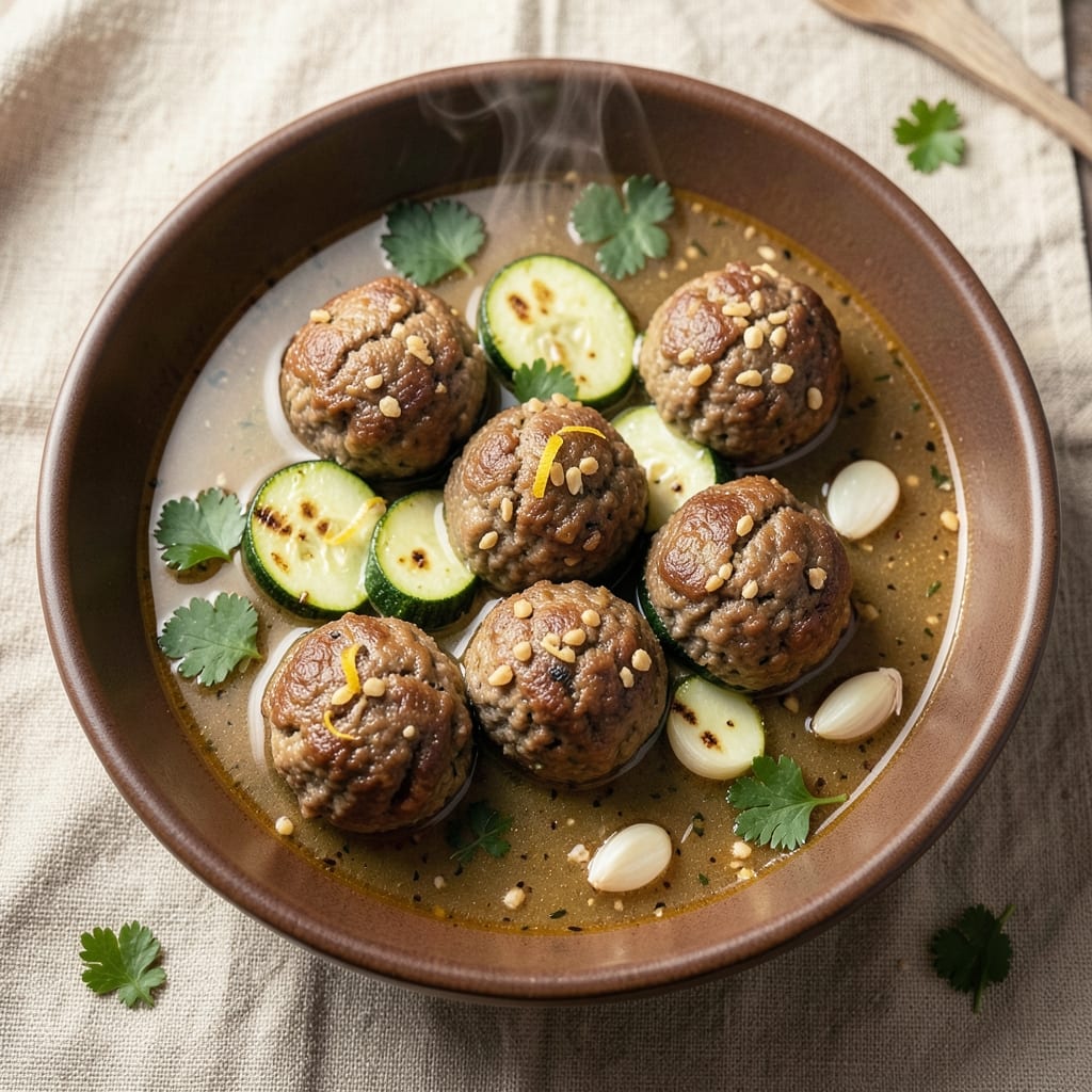 Albondigas Soup Recipe with Zucchini: Meatballs Simmered in Herb-Infused Broth