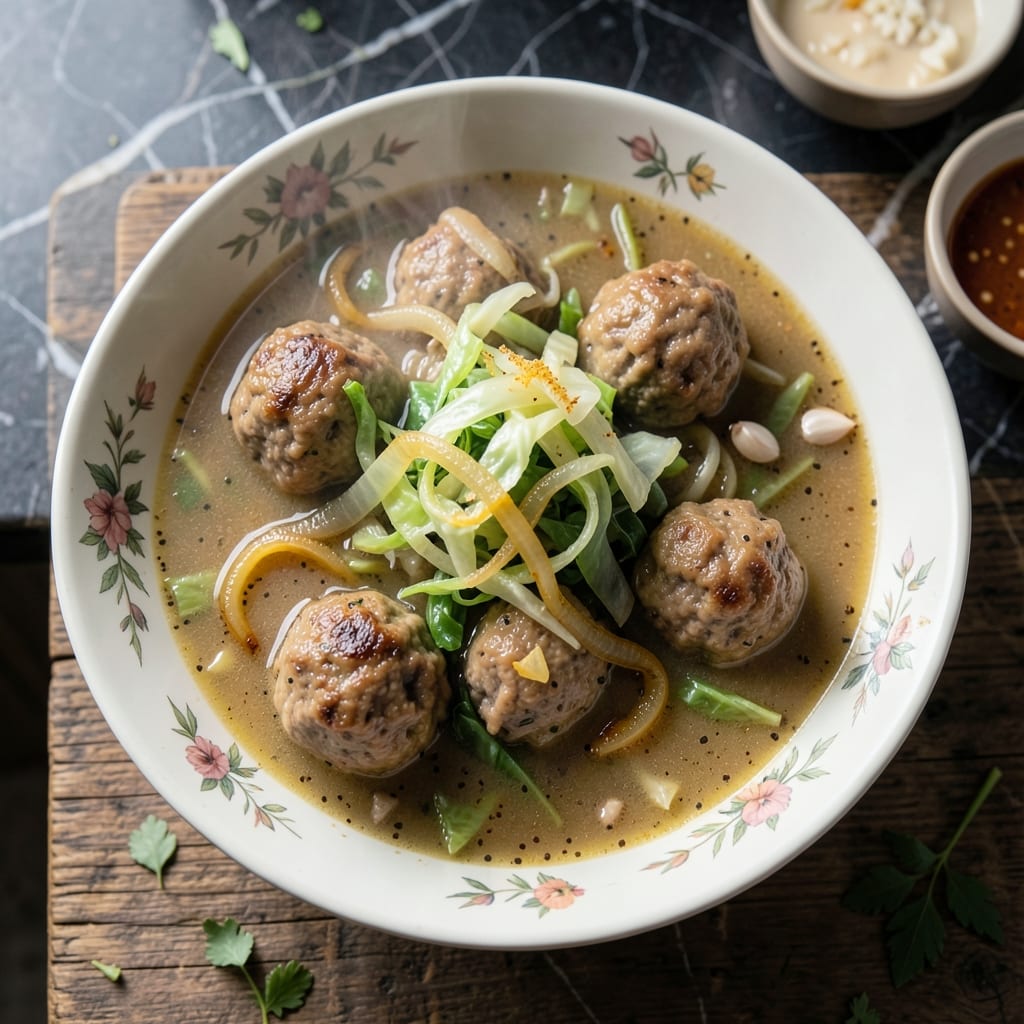 Albondigas Soup Recipe with Cabbage: Spiced Meatballs in Garlicky Broth