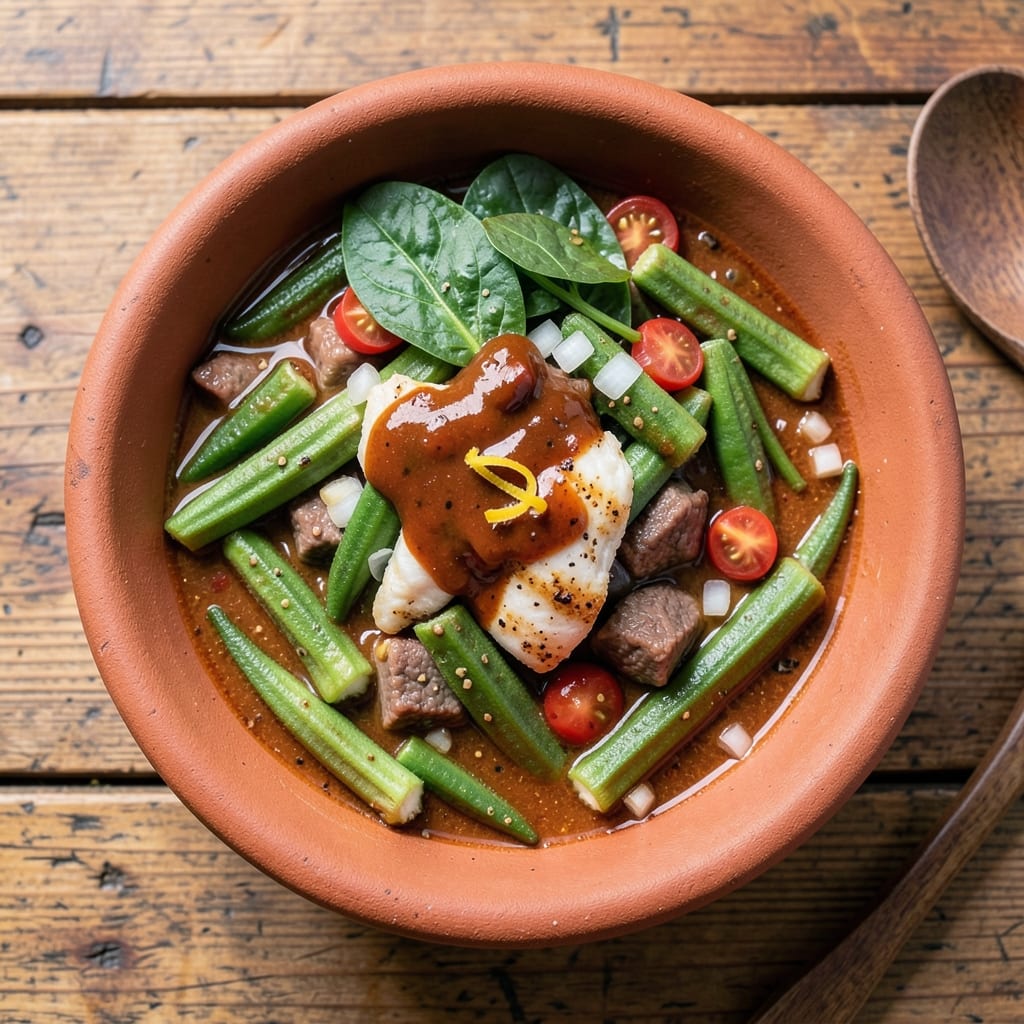 African Okra Soup Recipe Nigerian: Smoky Palm Oil and Leafy Green Harmony