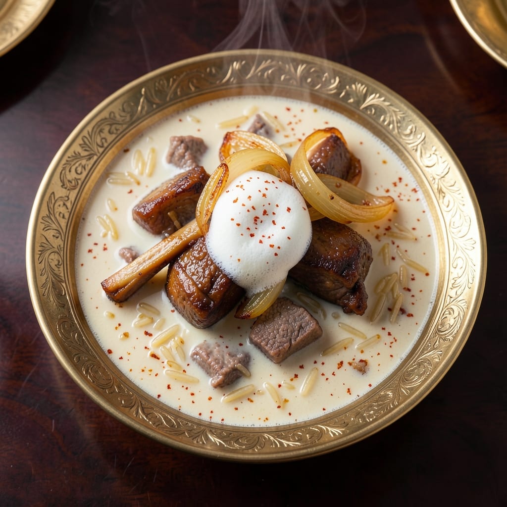 Aladdin's V9 Soup Recipe: Saffron-Infused Lamb and Rice Velvety Richness