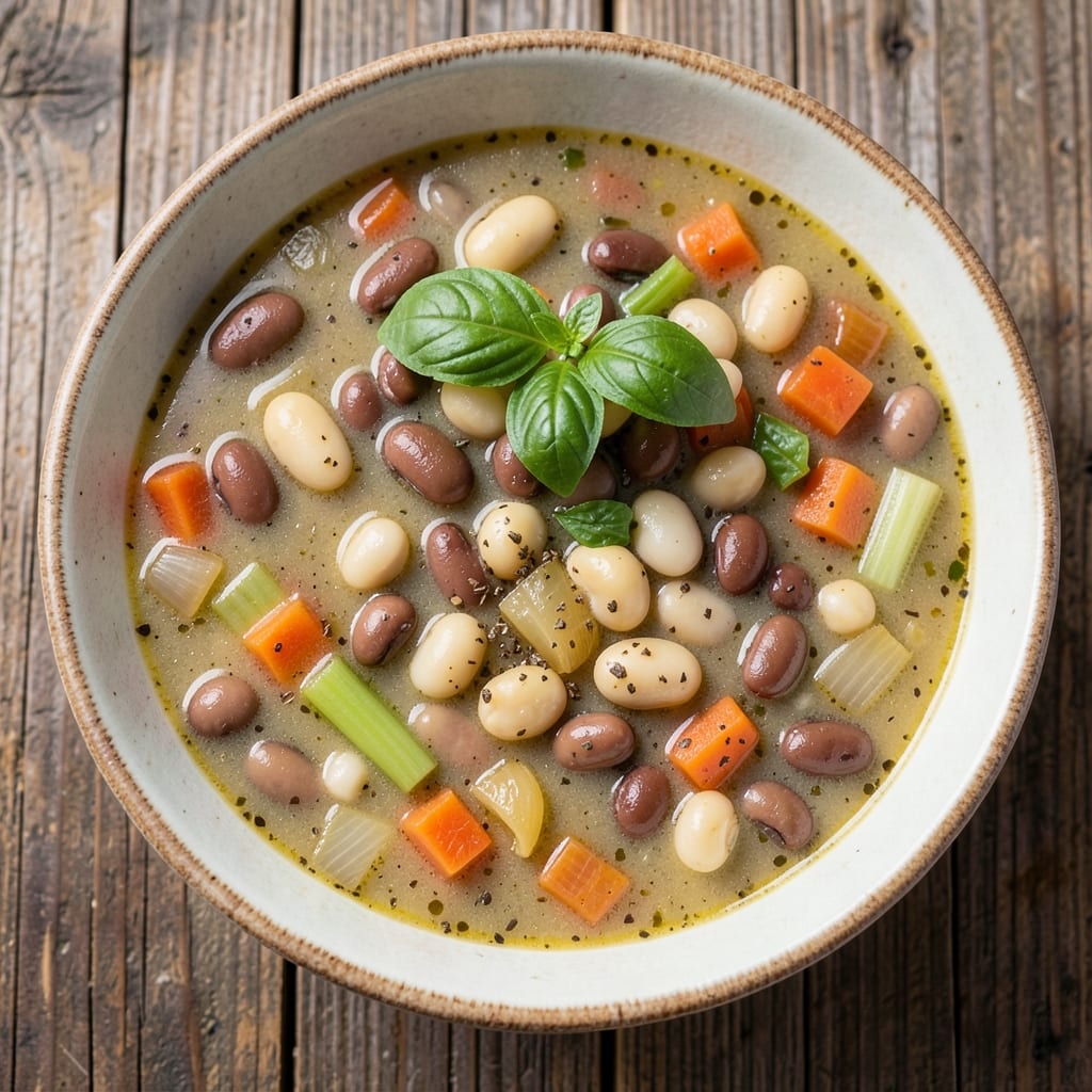 3 Bean Minestrone Soup Recipe: Italian Pantry Staples Simmered to Rich Depth
