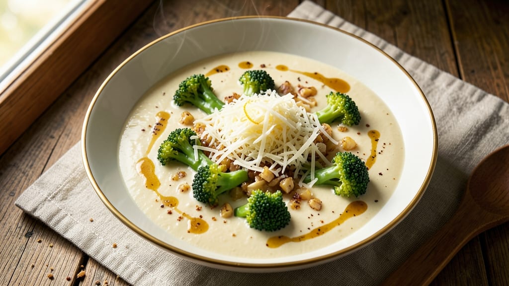 Award-Winning Cream of Broccoli Soup Recipe: Velvety Silken Texture With Nutty Cheese Twist