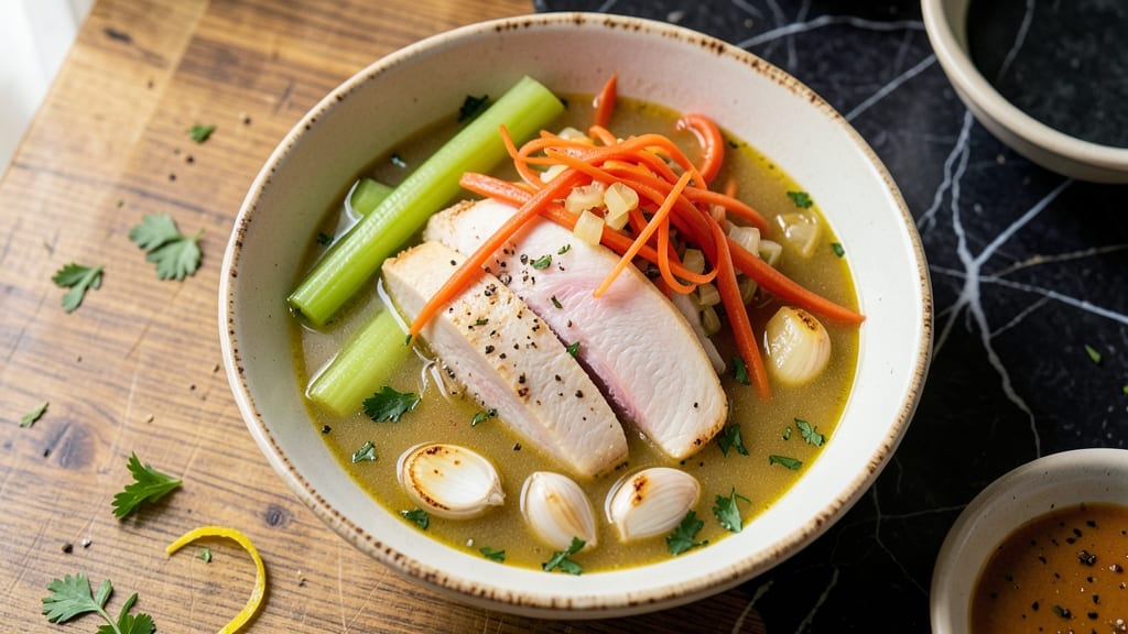Awesome Chicken Soup Recipe: Crispy Celery Bites and Silky Broth Harmony