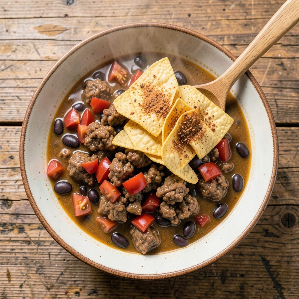 5-Ingredient Taco Soup Recipe: Spicy Tortilla-Crusted Topping Twist