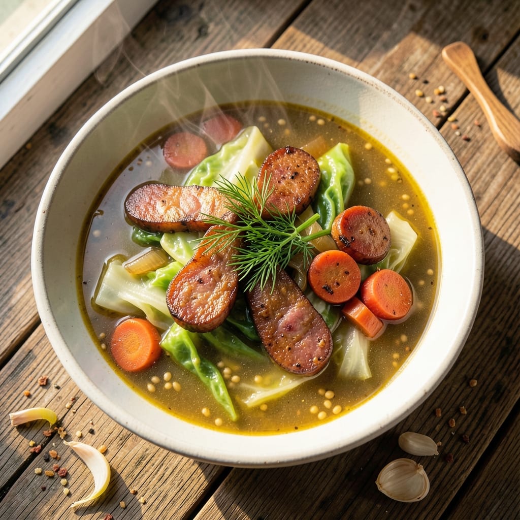 Abram Anderson Cabbage Soup Recipe: Smoky Sausage and Barley Harmony